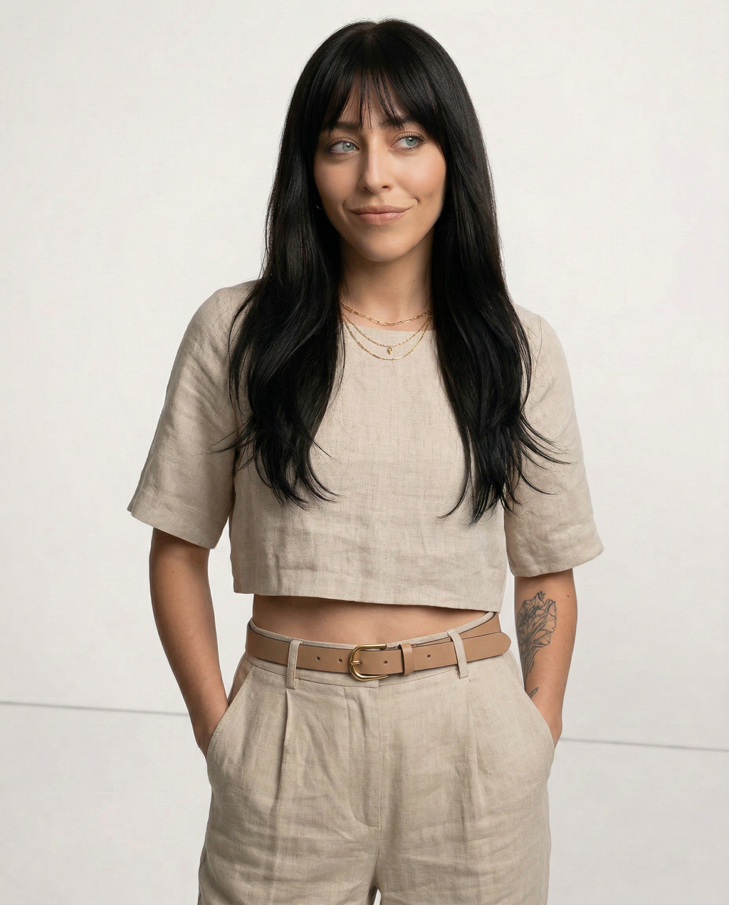 Crop top for women — 100% linen — boxy oversized fit — casual daily