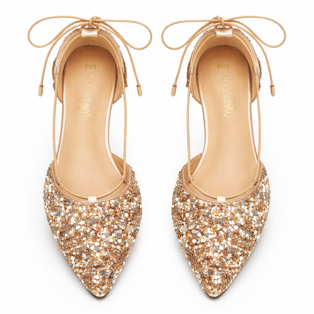 Crystal Embellished Pointed Flat Shoes