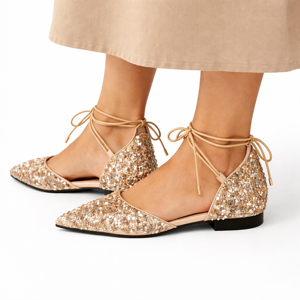 Crystal Embellished Pointed Flat Shoes