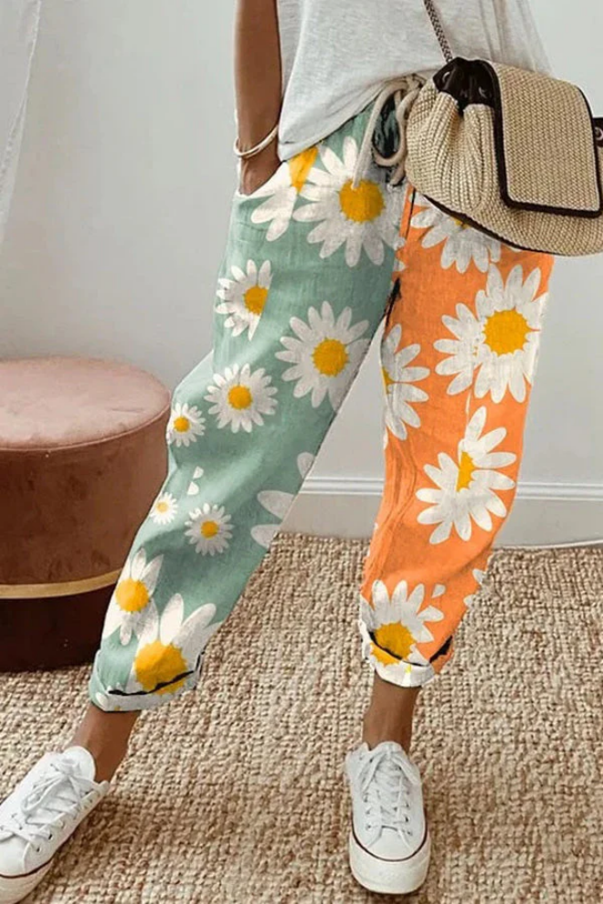 Printed Wide Leg Elastic Waist Pants