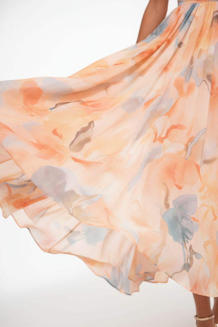 Floral Halter Neck Maxi Dress Chiffon Open Back Cross-Wrap Waist Flowy Wedding Guest