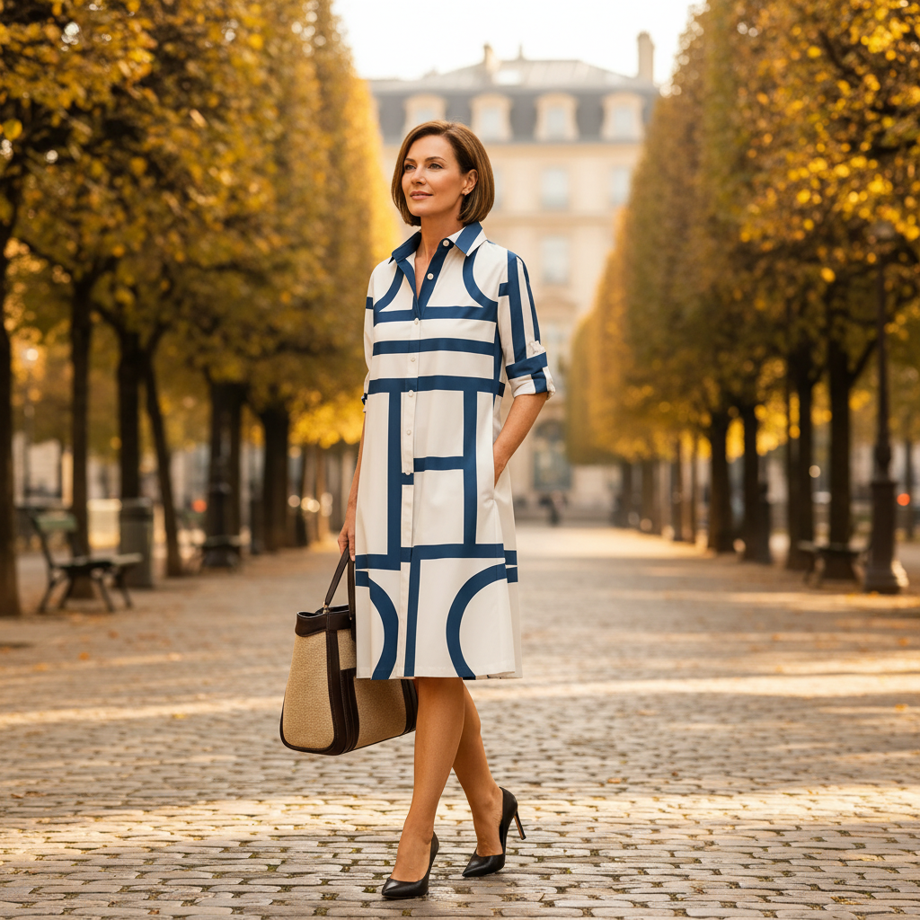Women’s midi shirt dress — collared button-down casual dress