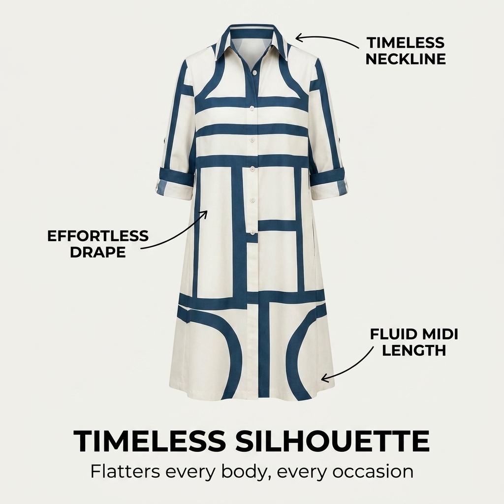 Women’s midi shirt dress — collared button-down casual dress