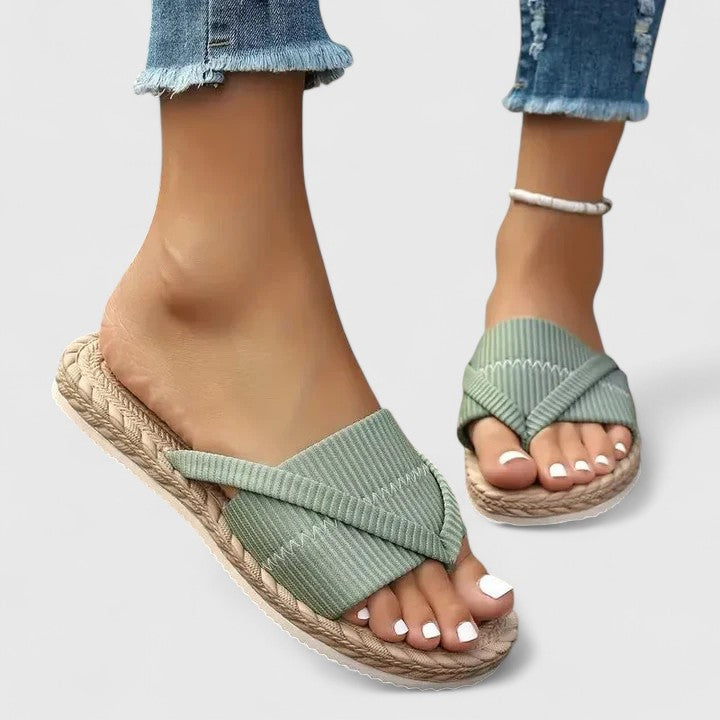 Cross Strap Espadrille Slides