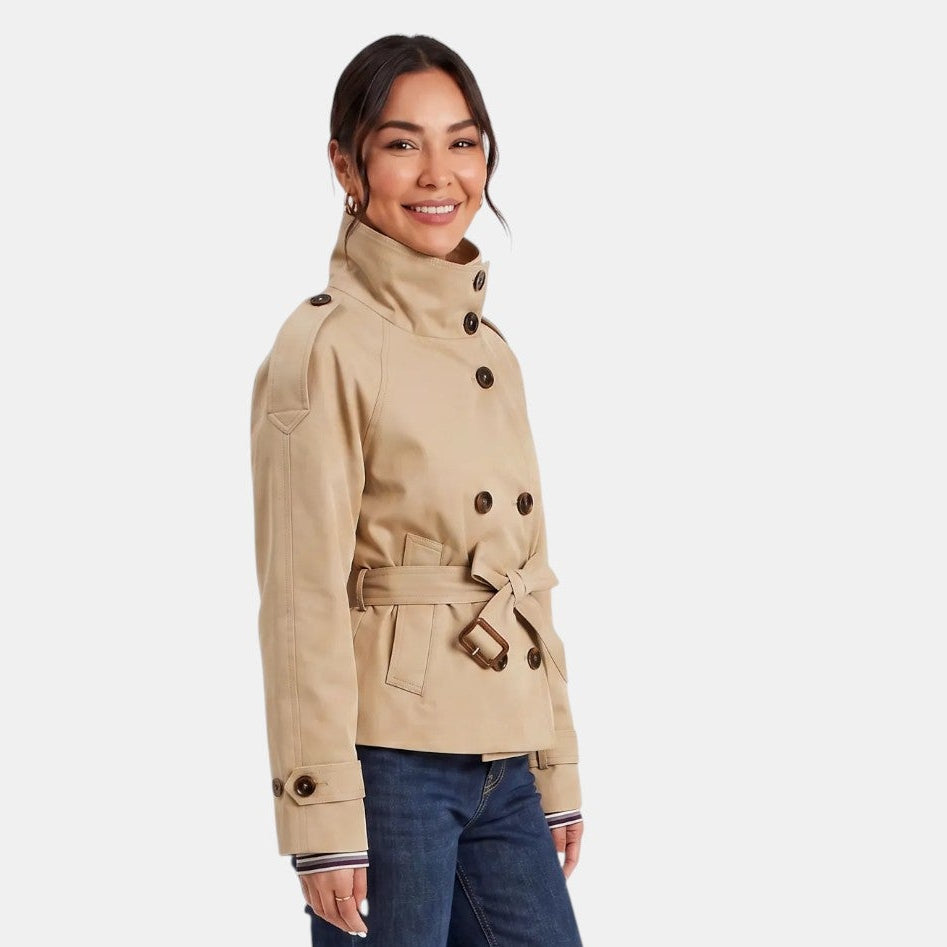 Women's Short Trench Coat Adjustable Belt Lightweight Work Casual