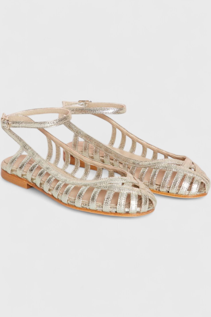 Metallic Strappy Flat Sandals