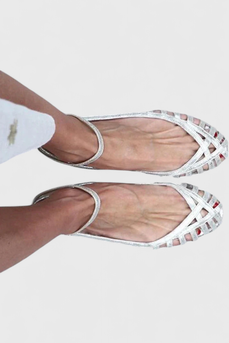 Metallic Strappy Flat Sandals