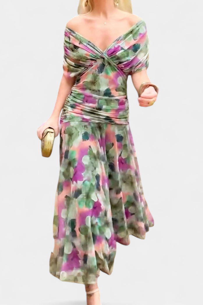 Women’s maxi dress — pleated wrapped waistline | formal wedding events