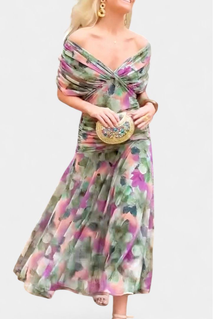 Women’s maxi dress — pleated wrapped waistline | formal wedding events