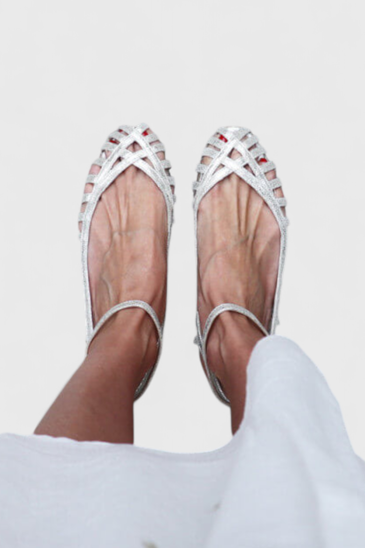 Metallic Strappy Flat Sandals