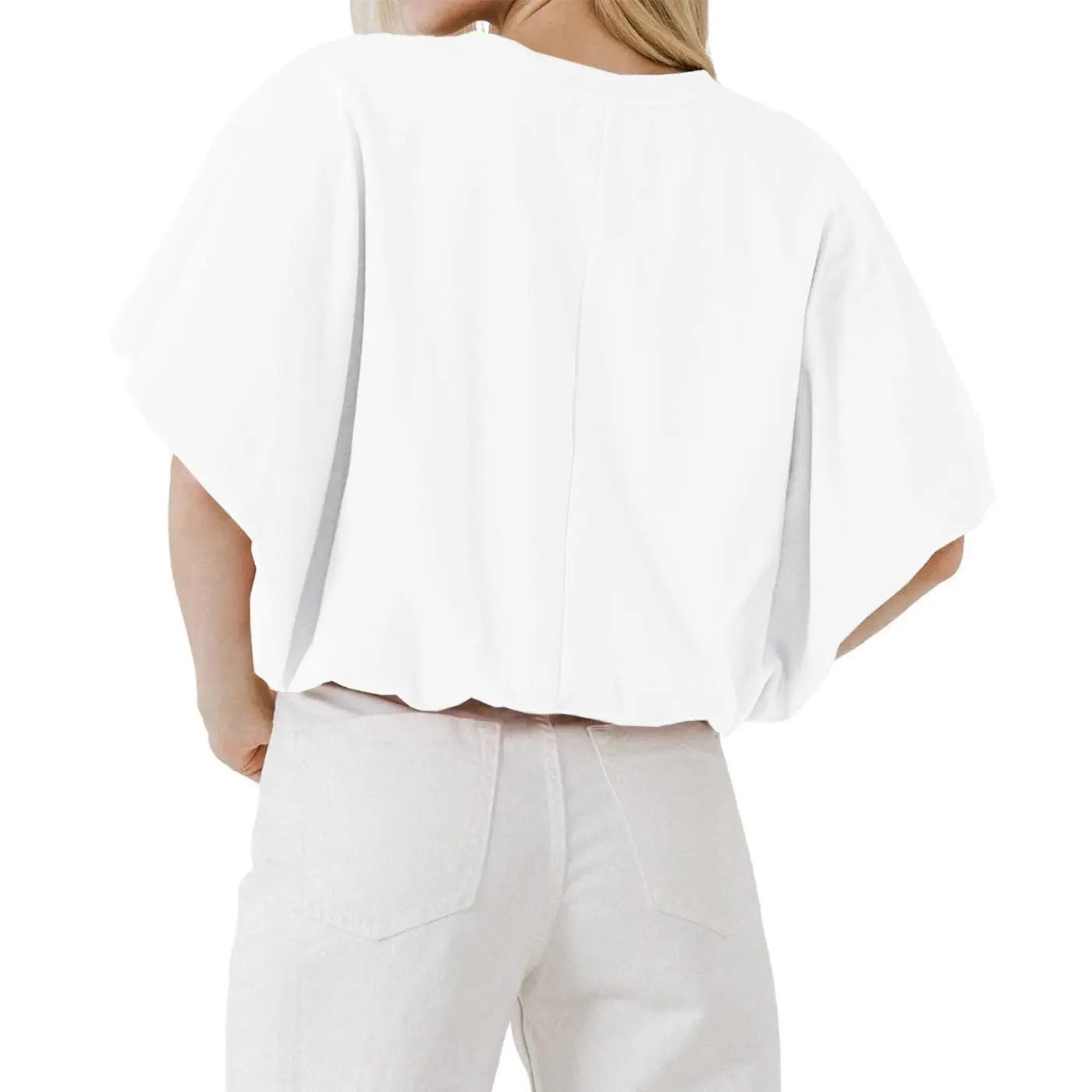 Crop top for women — cotton blend — puff sleeve — casual daily