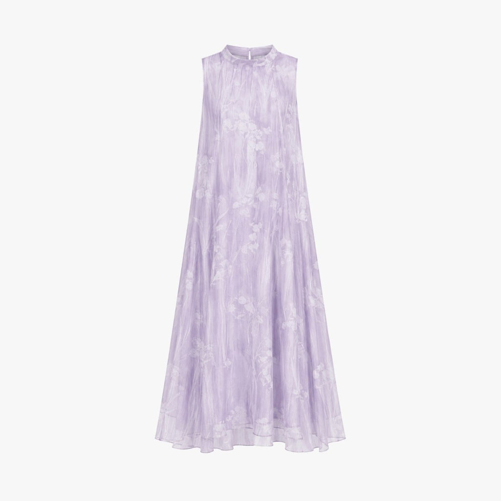 Women's Maxi Dress Organza Floral High Neck Formal