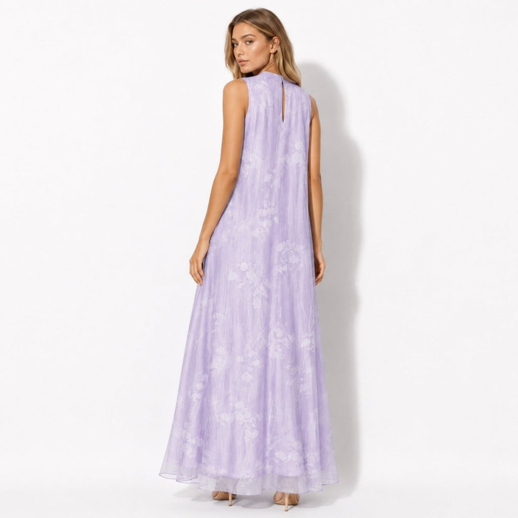Women's Maxi Dress Organza Floral High Neck Formal