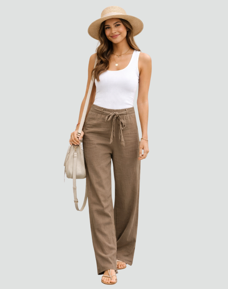 Women's Linen Wide Leg Trousers