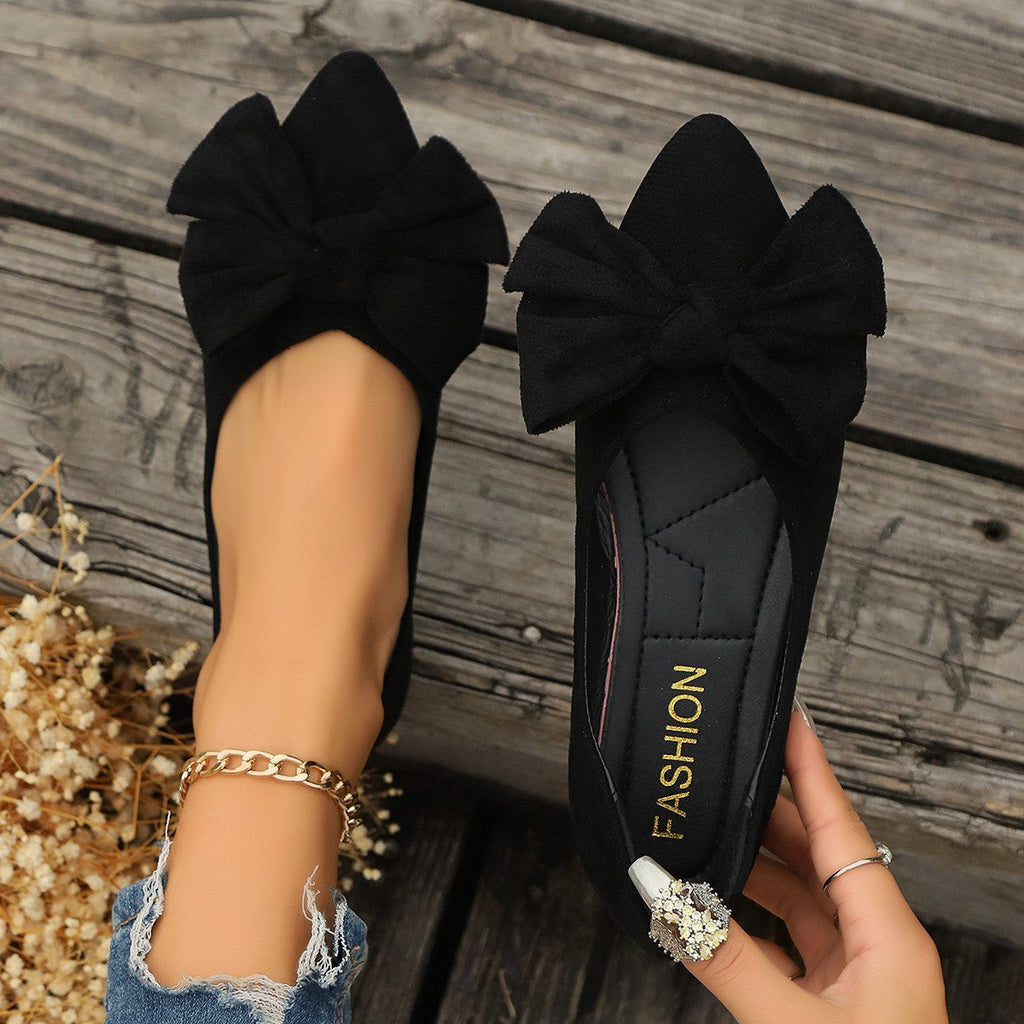 Women's Bow Detail Pointed Toe Ballet Flats