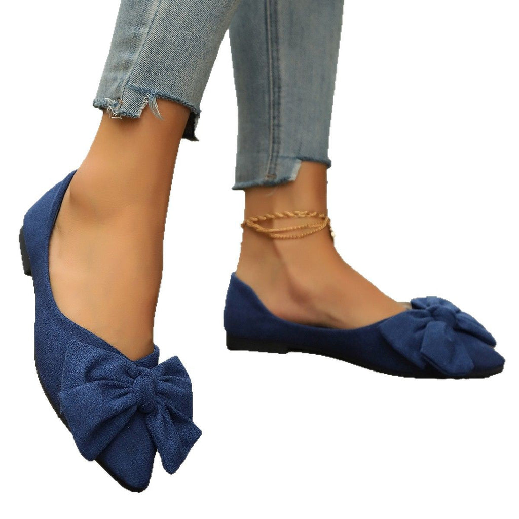 Women's Bow Detail Pointed Toe Ballet Flats