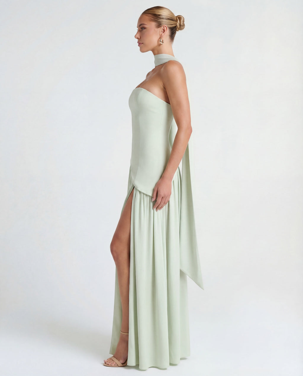 Women's strapless maxi dress | Thigh-high split for evening occasions