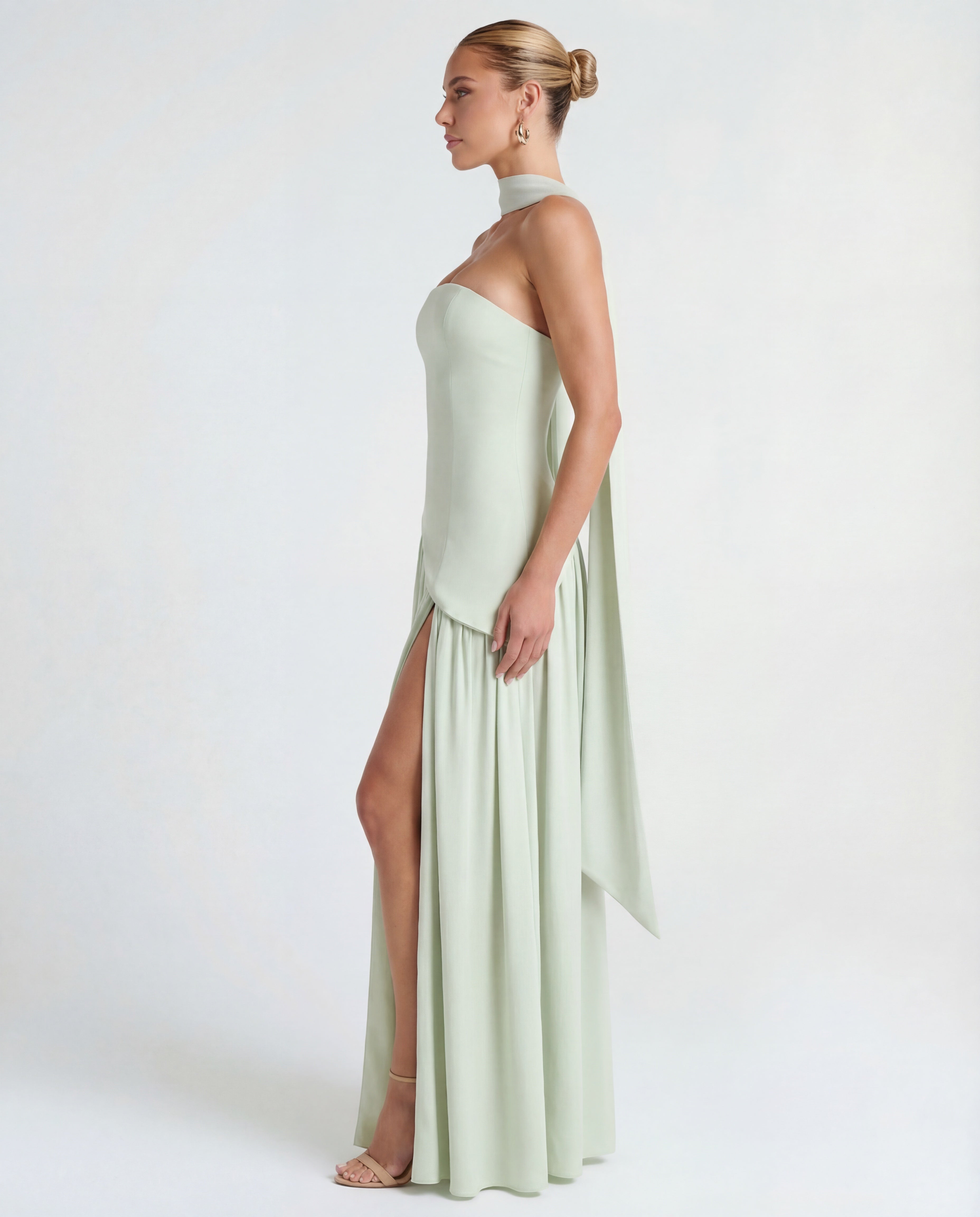 Women's strapless maxi dress | Thigh-high split for evening occasions