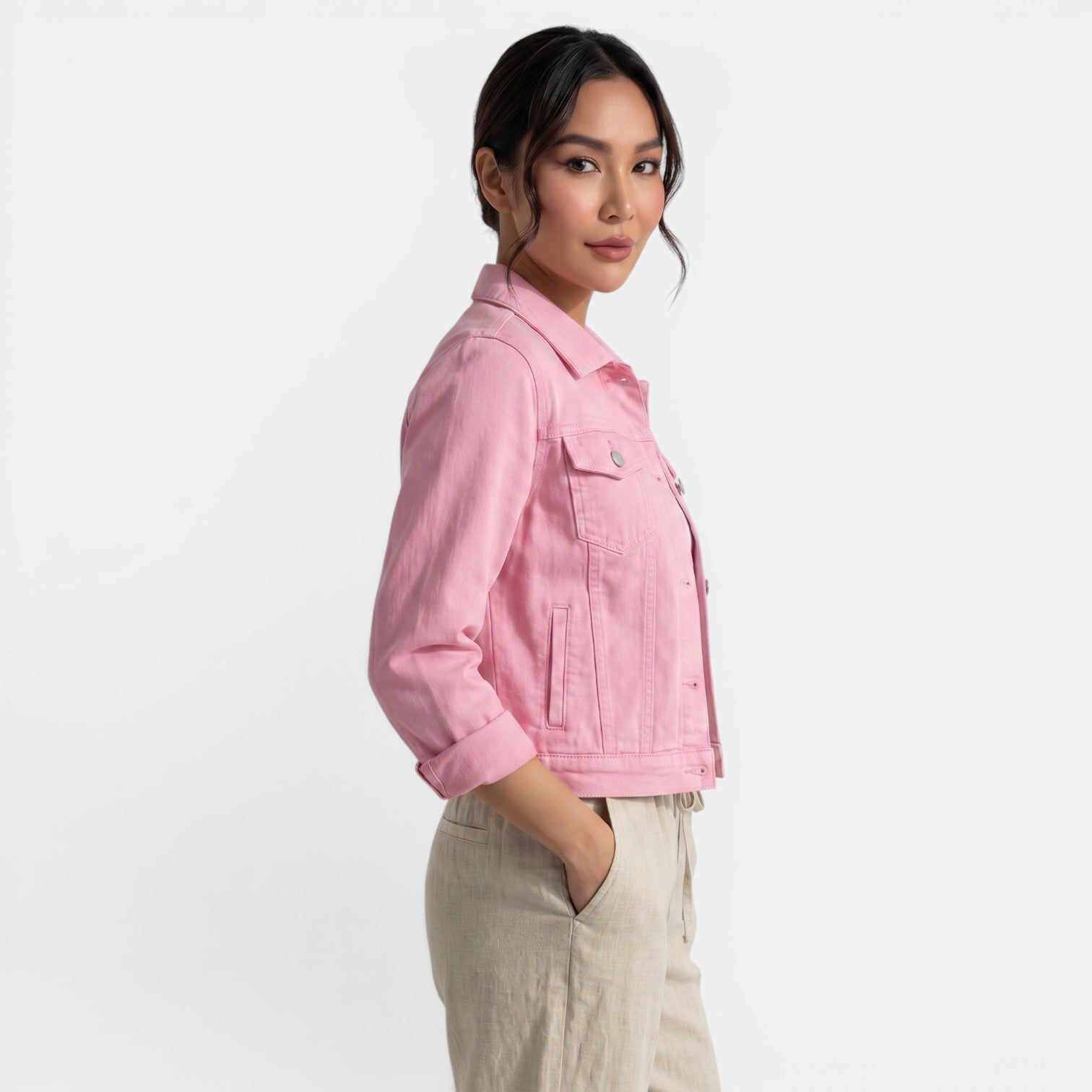 Women's Denim Jacket Fitted Silhouette Casual Urban Weekend Getaway