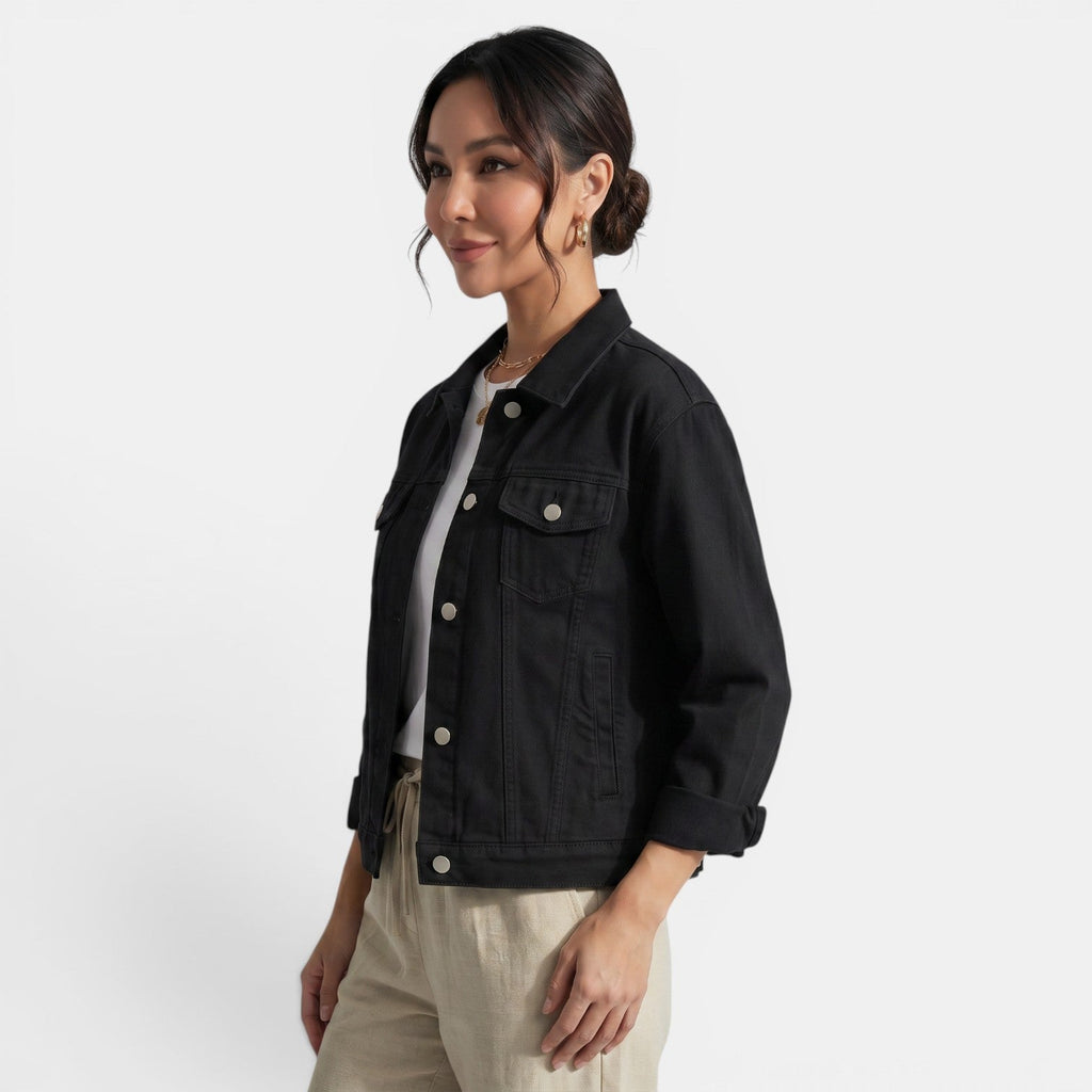Women's Denim Jacket Fitted Silhouette Casual Urban Weekend Getaway
