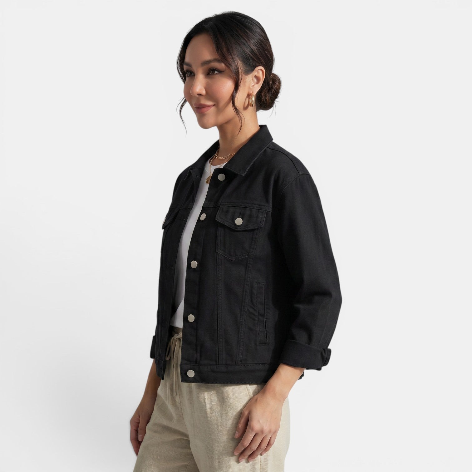 Women's Denim Jacket Fitted Silhouette Casual Urban Weekend Getaway