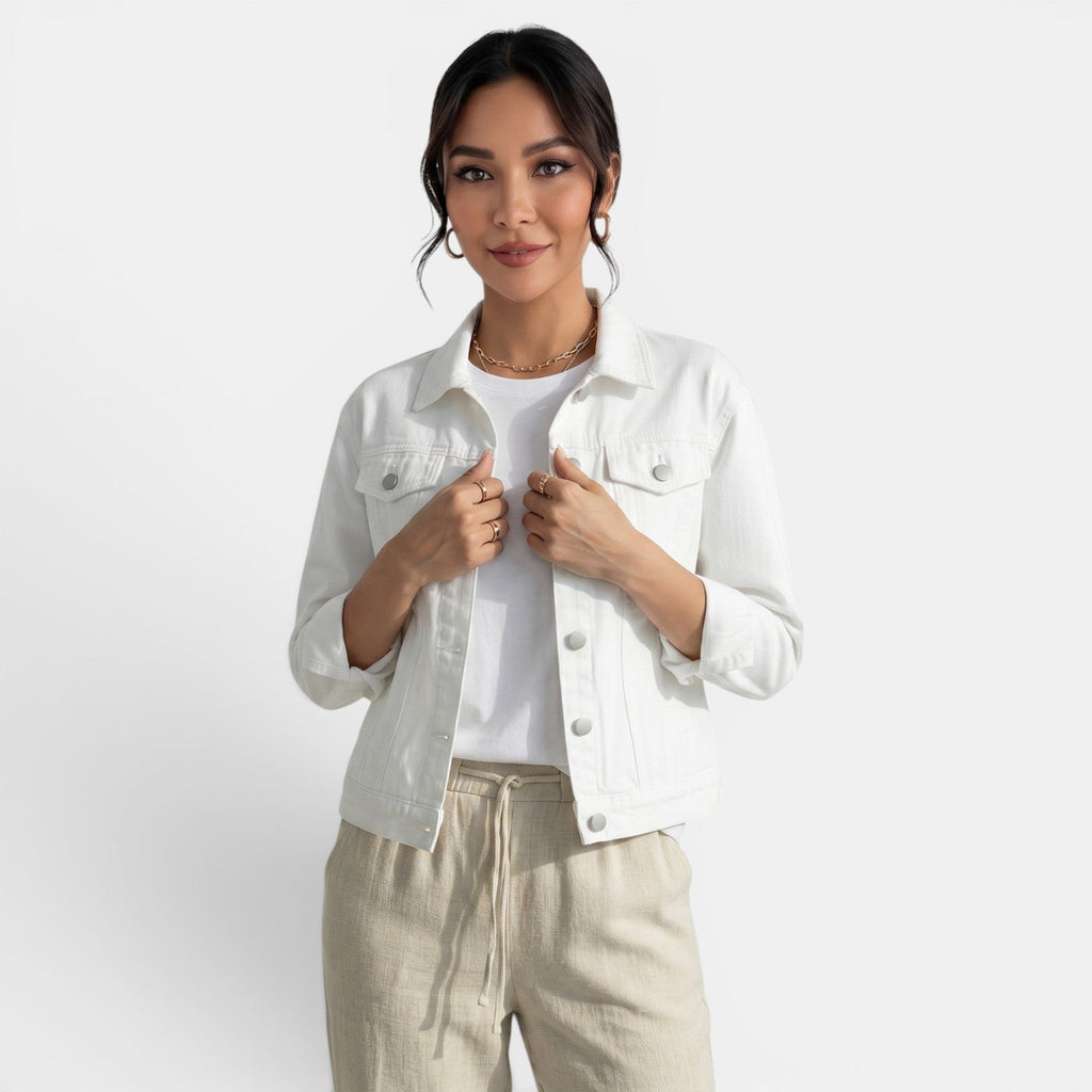 Women's Denim Jacket Fitted Silhouette Casual Urban Weekend Getaway