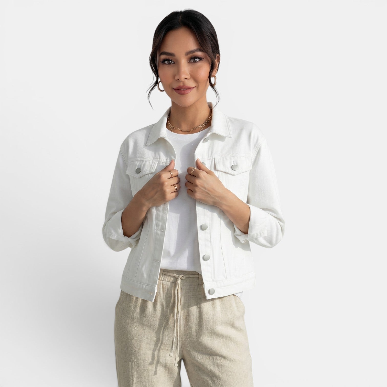 Women's Denim Jacket Fitted Silhouette Casual Urban Weekend Getaway