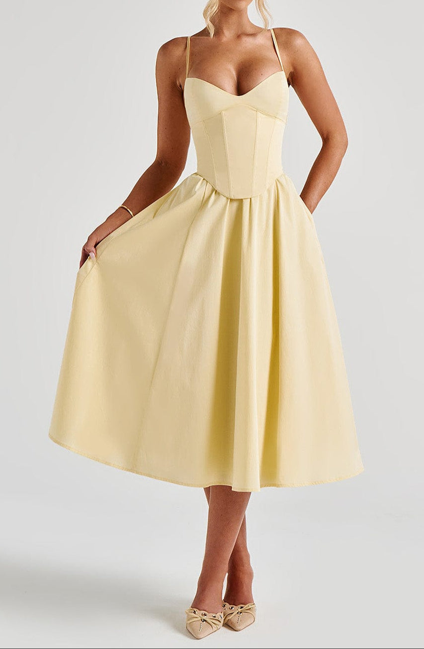 Women's midi dress - structured corset bodice smart evening events