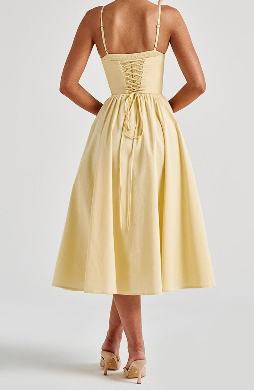 Women's midi dress - structured corset bodice smart evening events