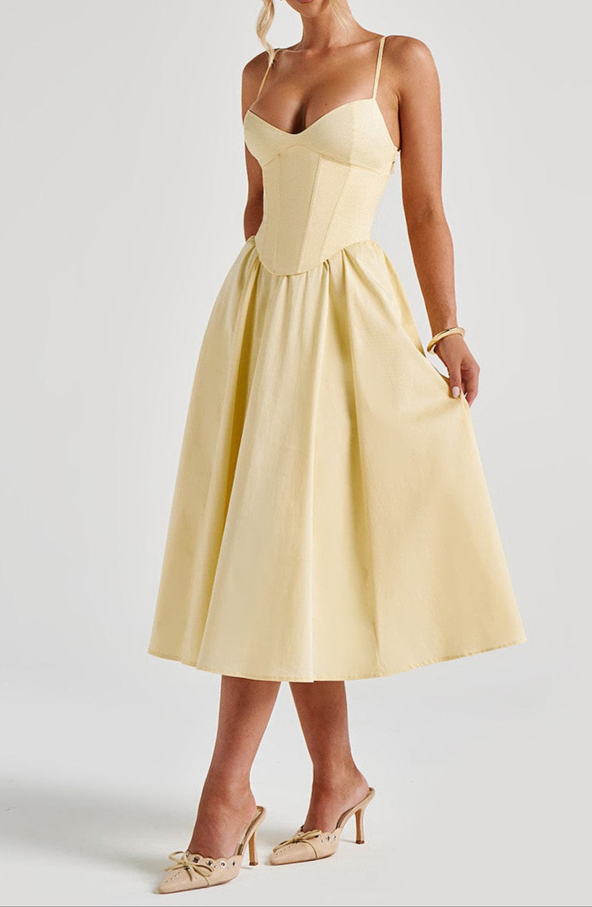 Women's midi dress - structured corset bodice smart evening events