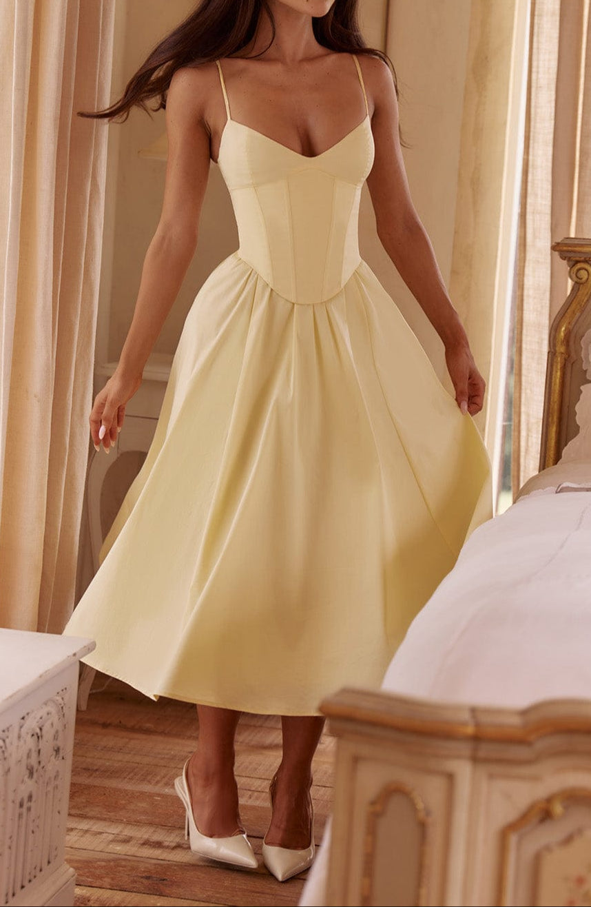 Women's midi dress - structured corset bodice smart evening events