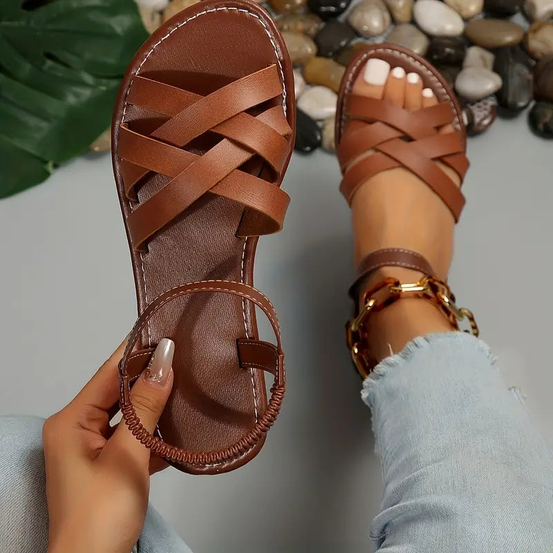 Women's open toe sandals — adjustable ankle strap for daily wear