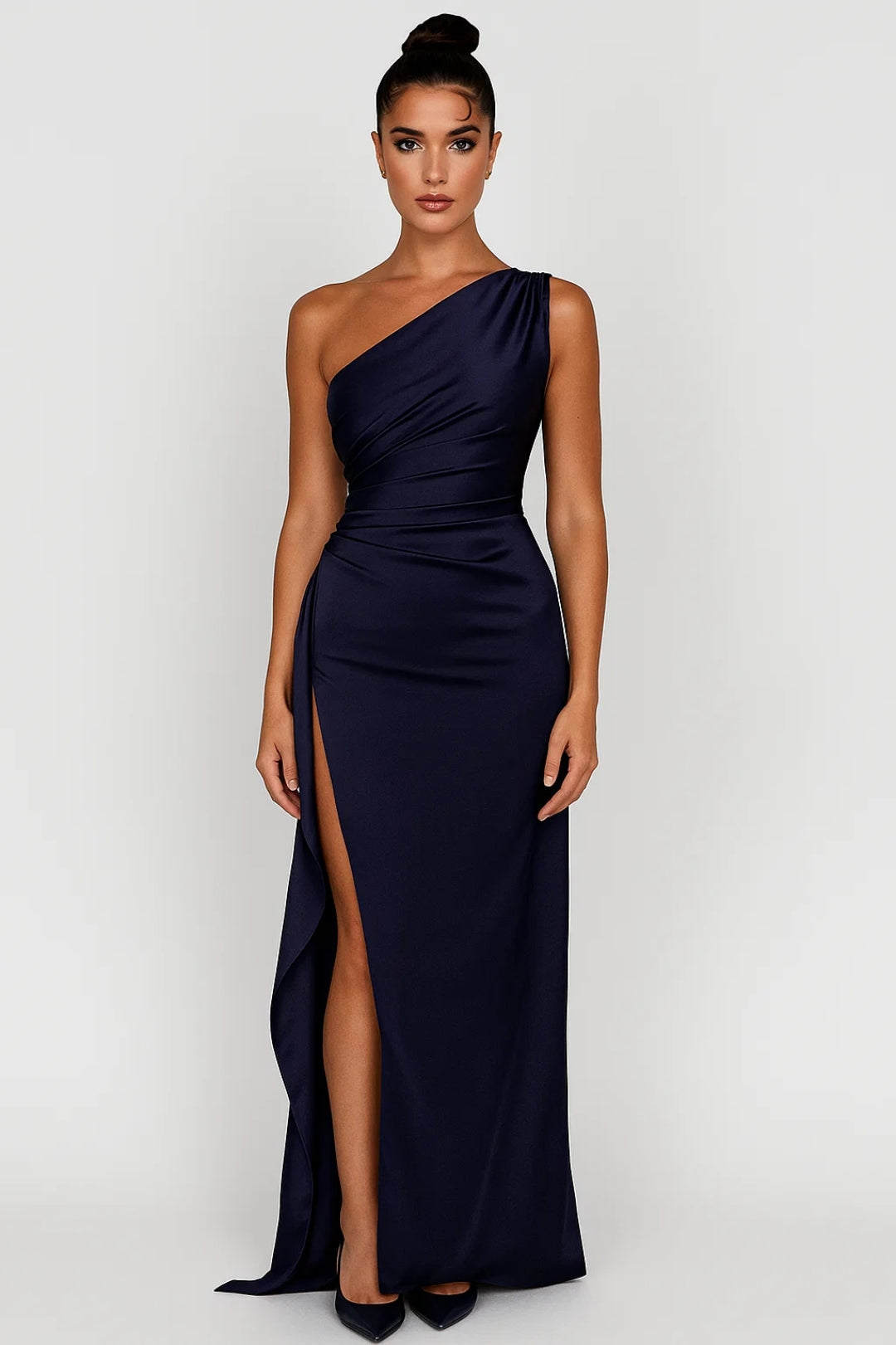 Asymmetric Fitted Evening Maxi Dress