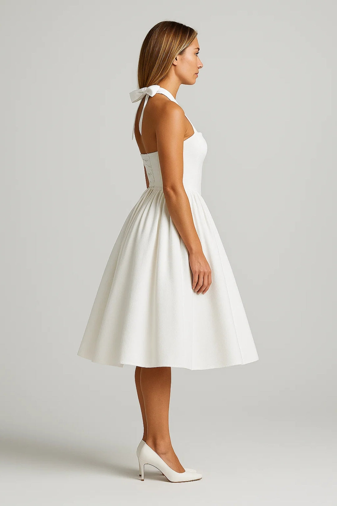 Halter Neck Formal Midi Gown