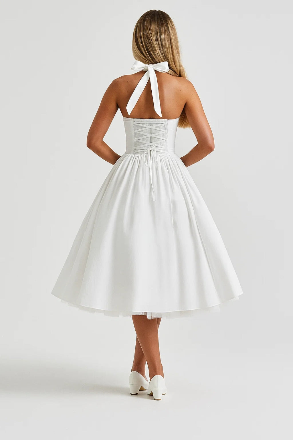 Halter Neck Formal Midi Gown