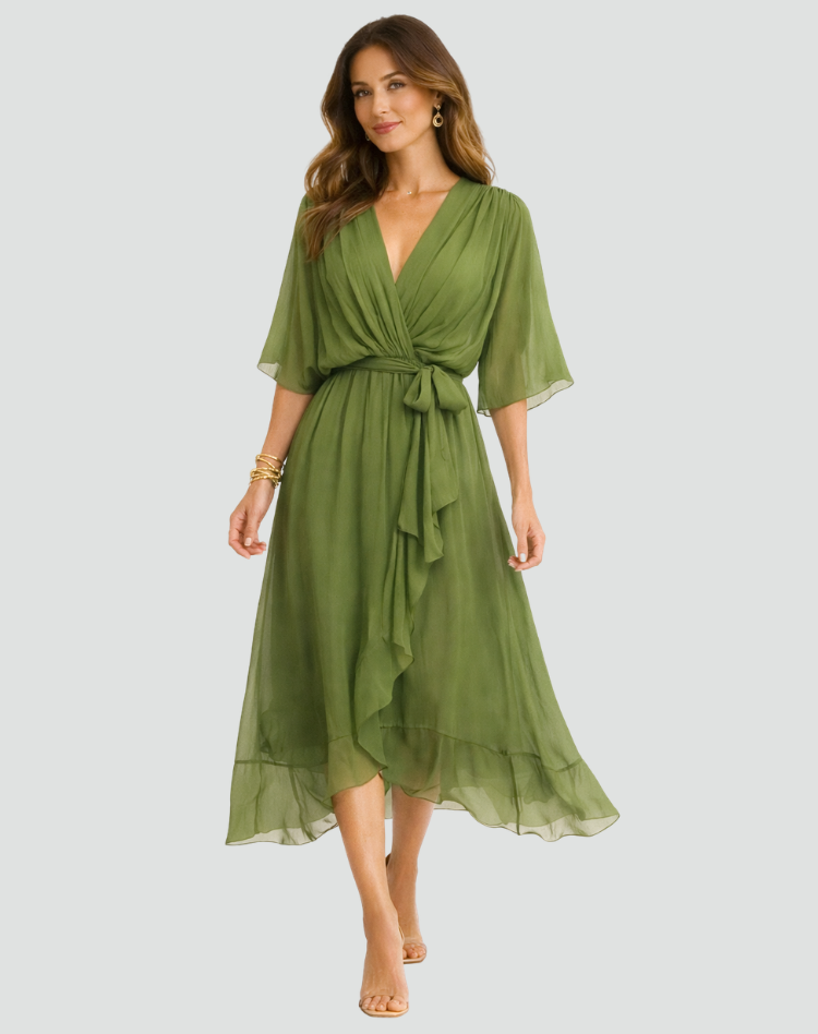 Tie Waist Midi Evening Dress