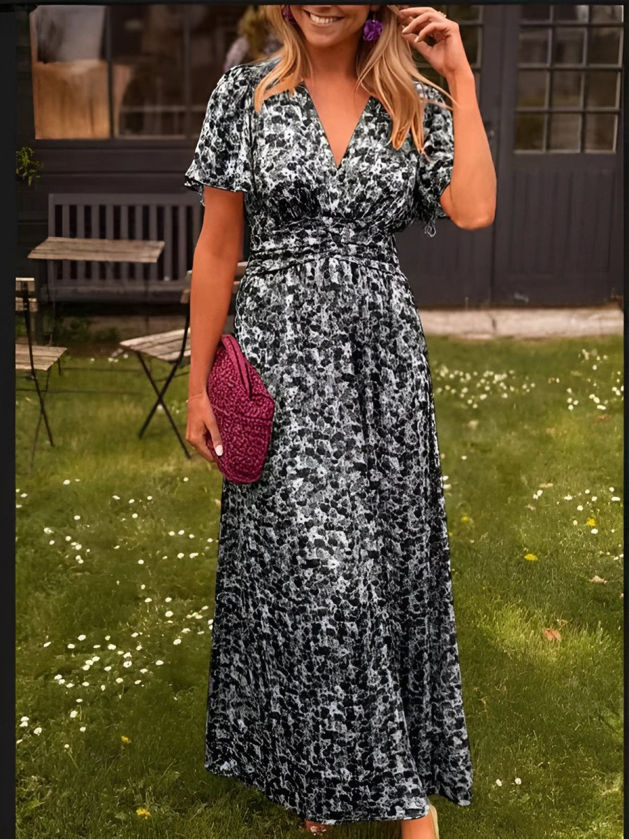 Floral Print V-Neck Maxi Dress
