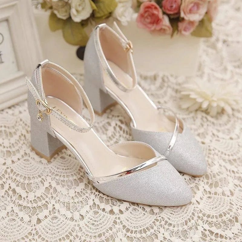 Women's Ankle Strap Block Heel Pumps