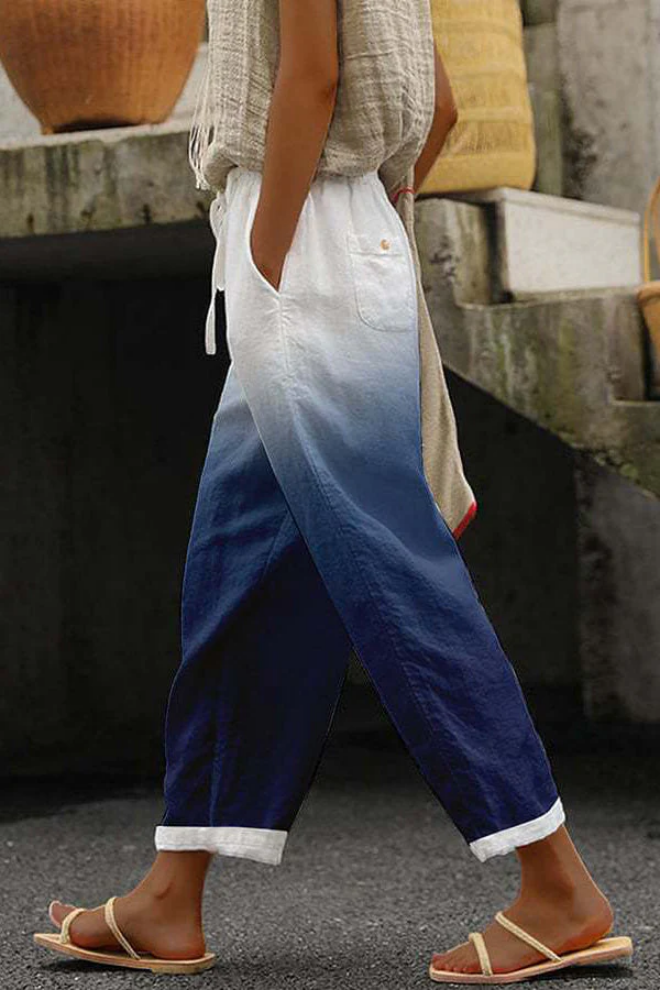 Printed Wide Leg Elastic Waist Pants
