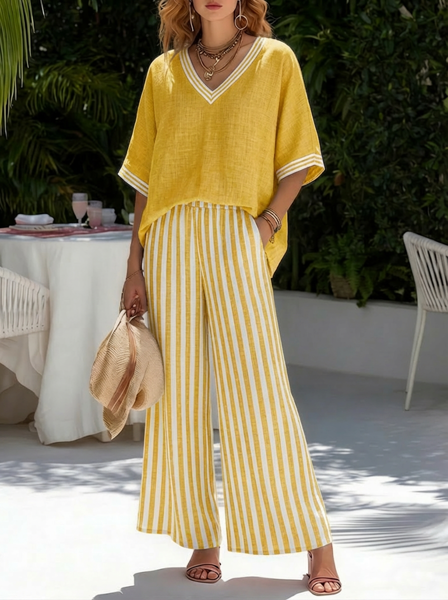 Women's Two Piece Linen Shirt Set