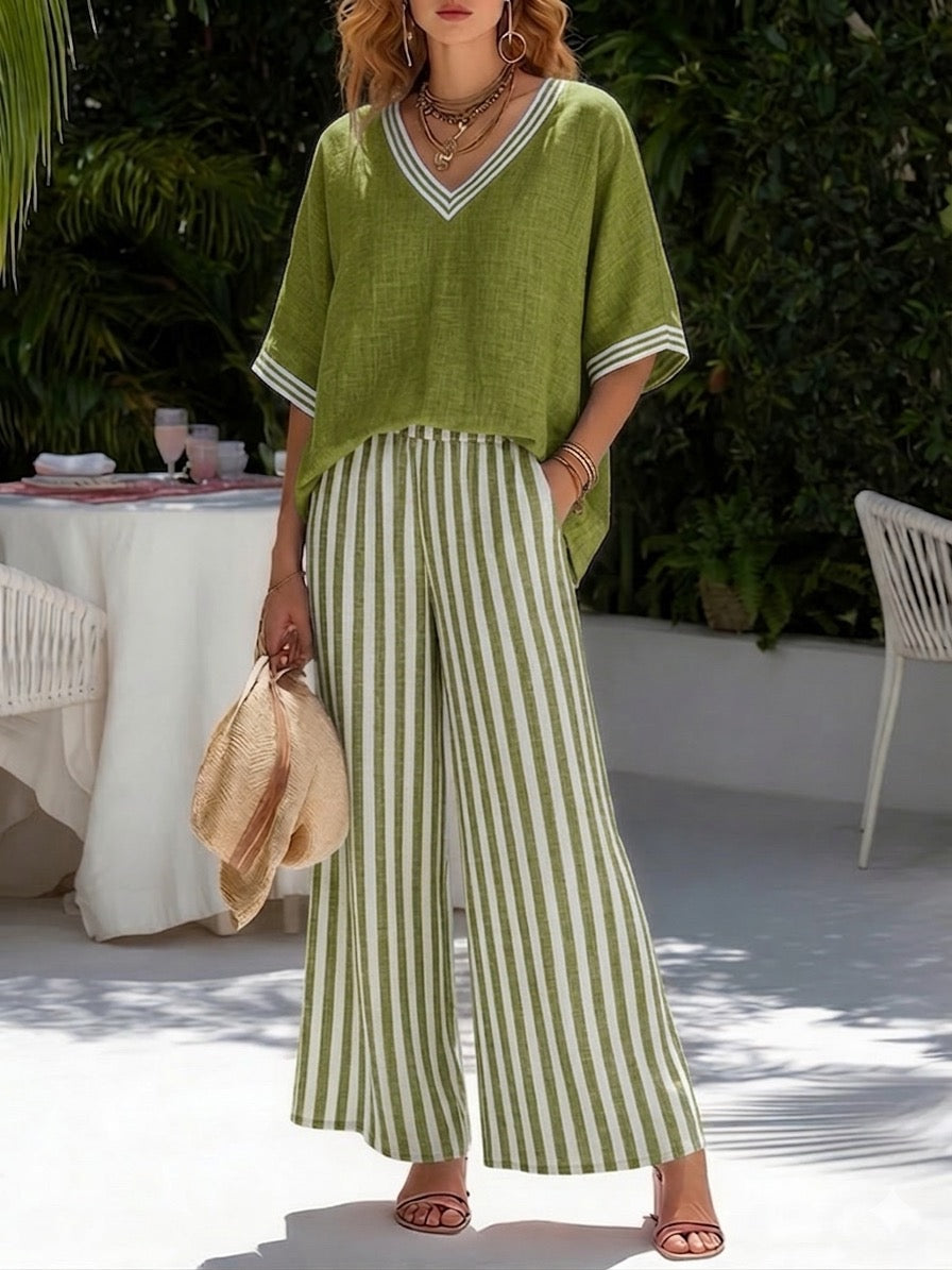 Women's Two Piece Linen Shirt Set