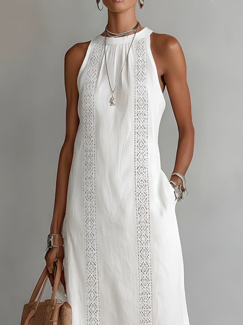 Women's shift dress - relaxed cotton blend with side pockets