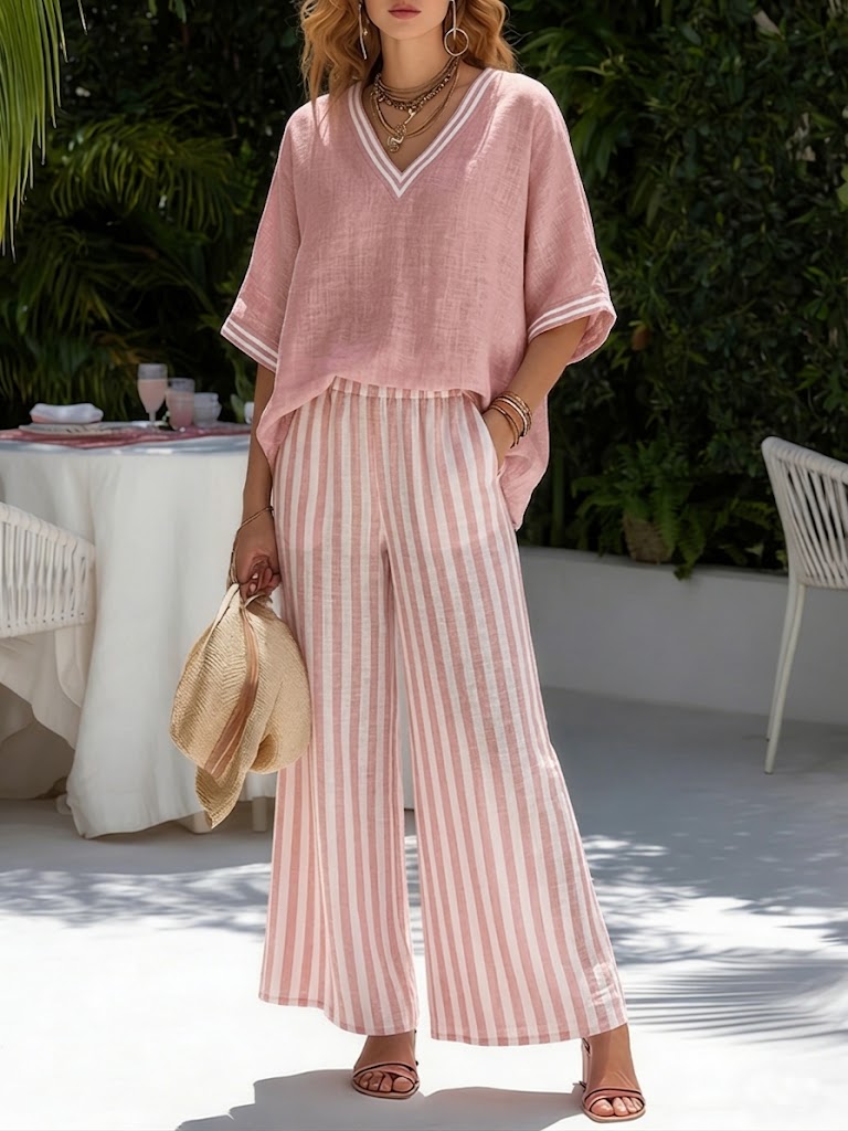 Women's Two Piece Linen Shirt Set