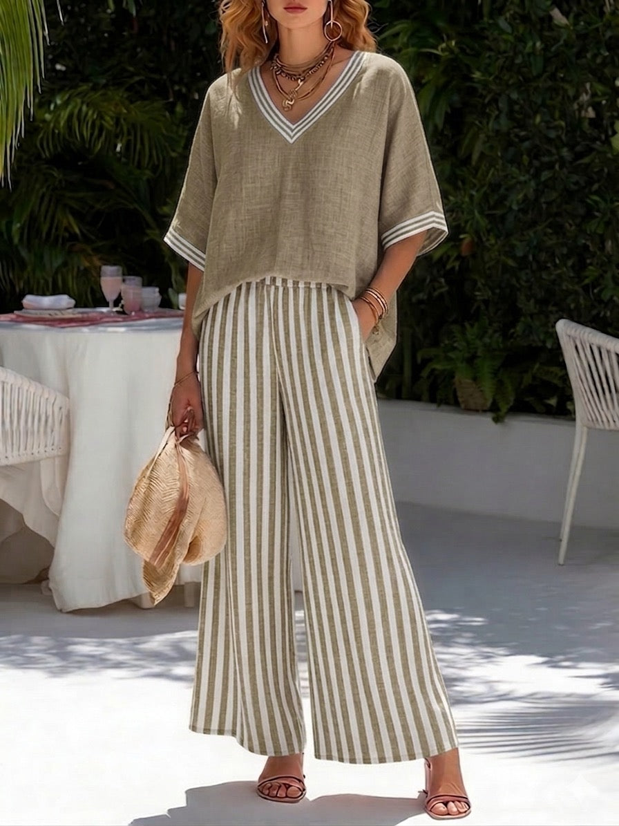 Women's Two Piece Linen Shirt Set