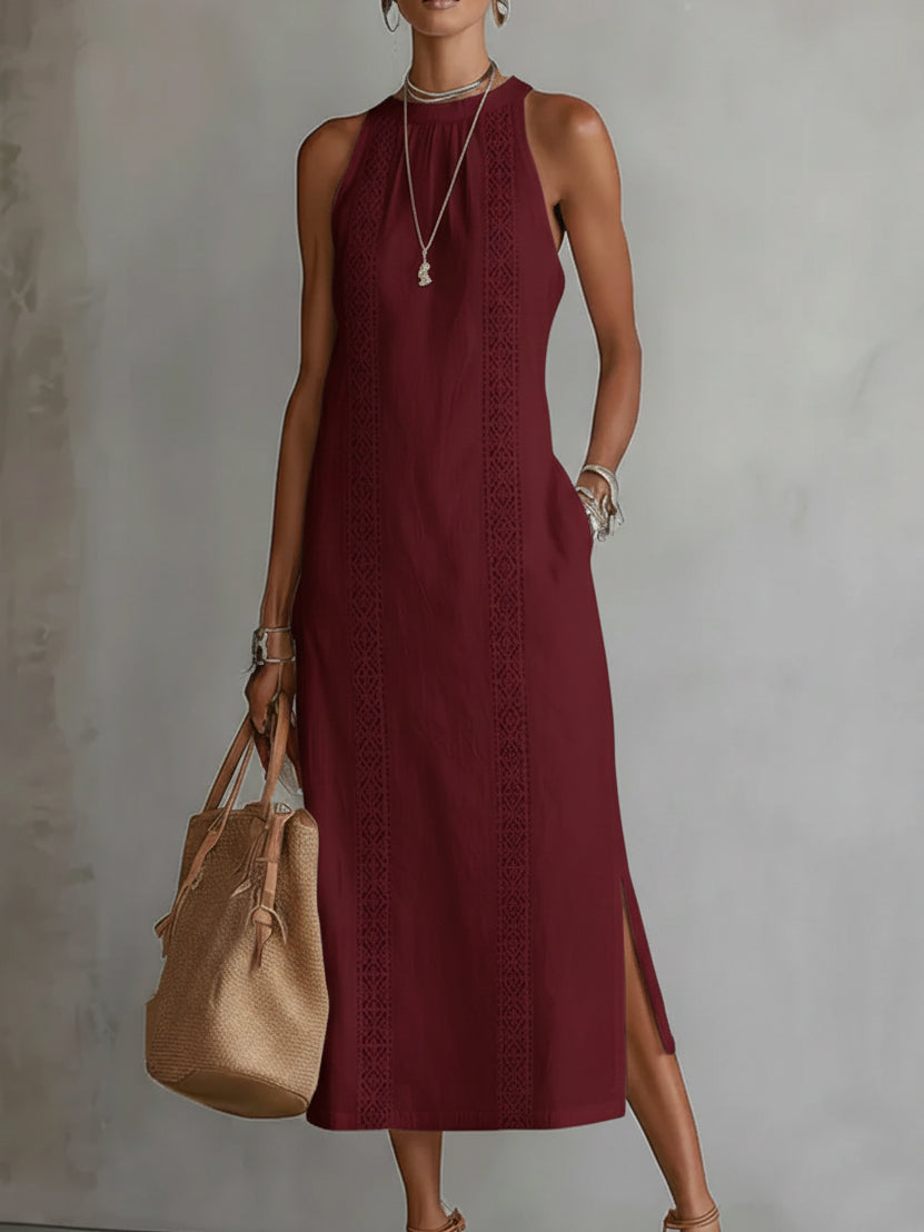 Women's shift dress - relaxed cotton blend with side pockets