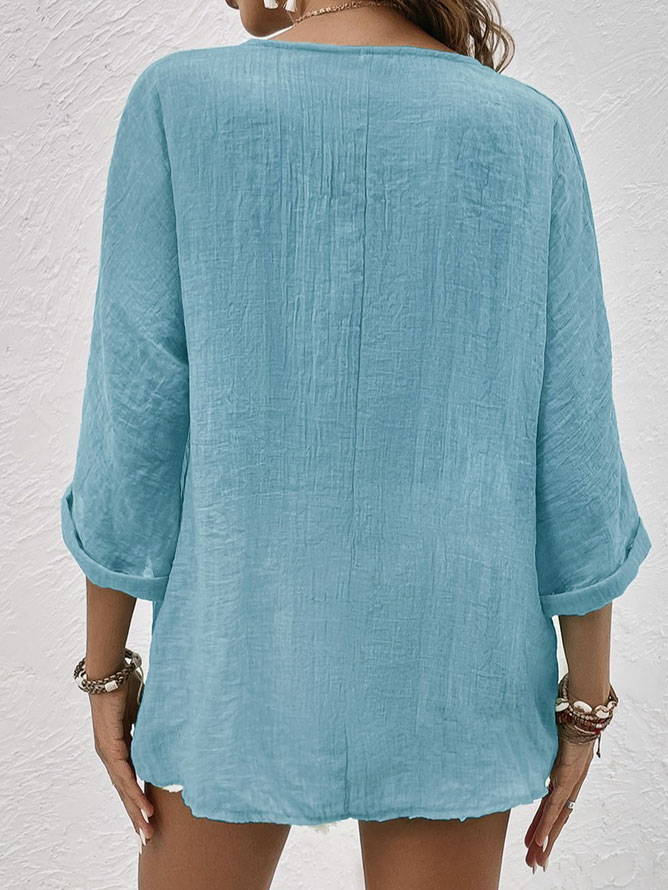 Women's V-Neck Linen Shirt