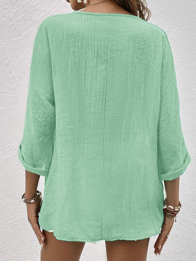 Women's V-Neck Linen Shirt
