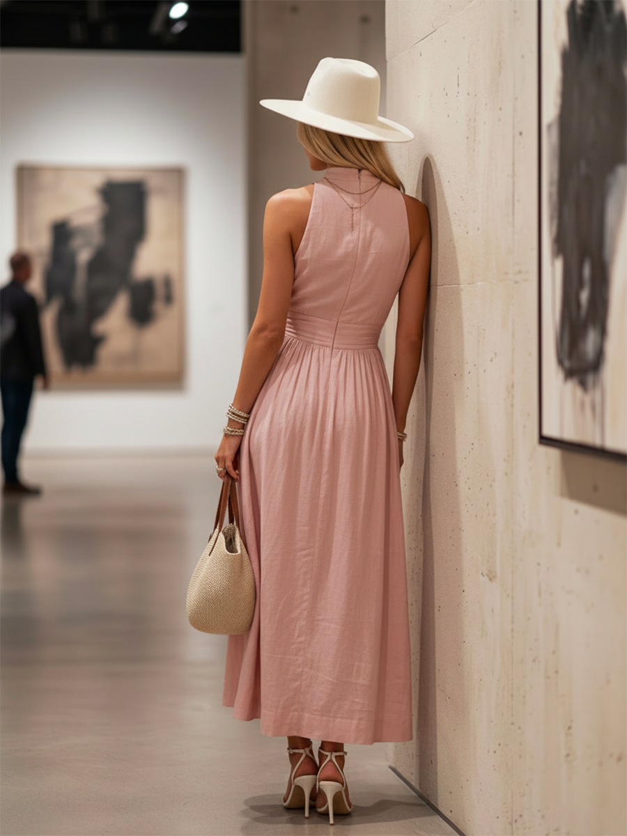 Elegant women's maxi dress halter style