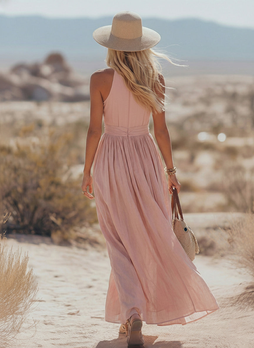 Elegant women's maxi dress halter style