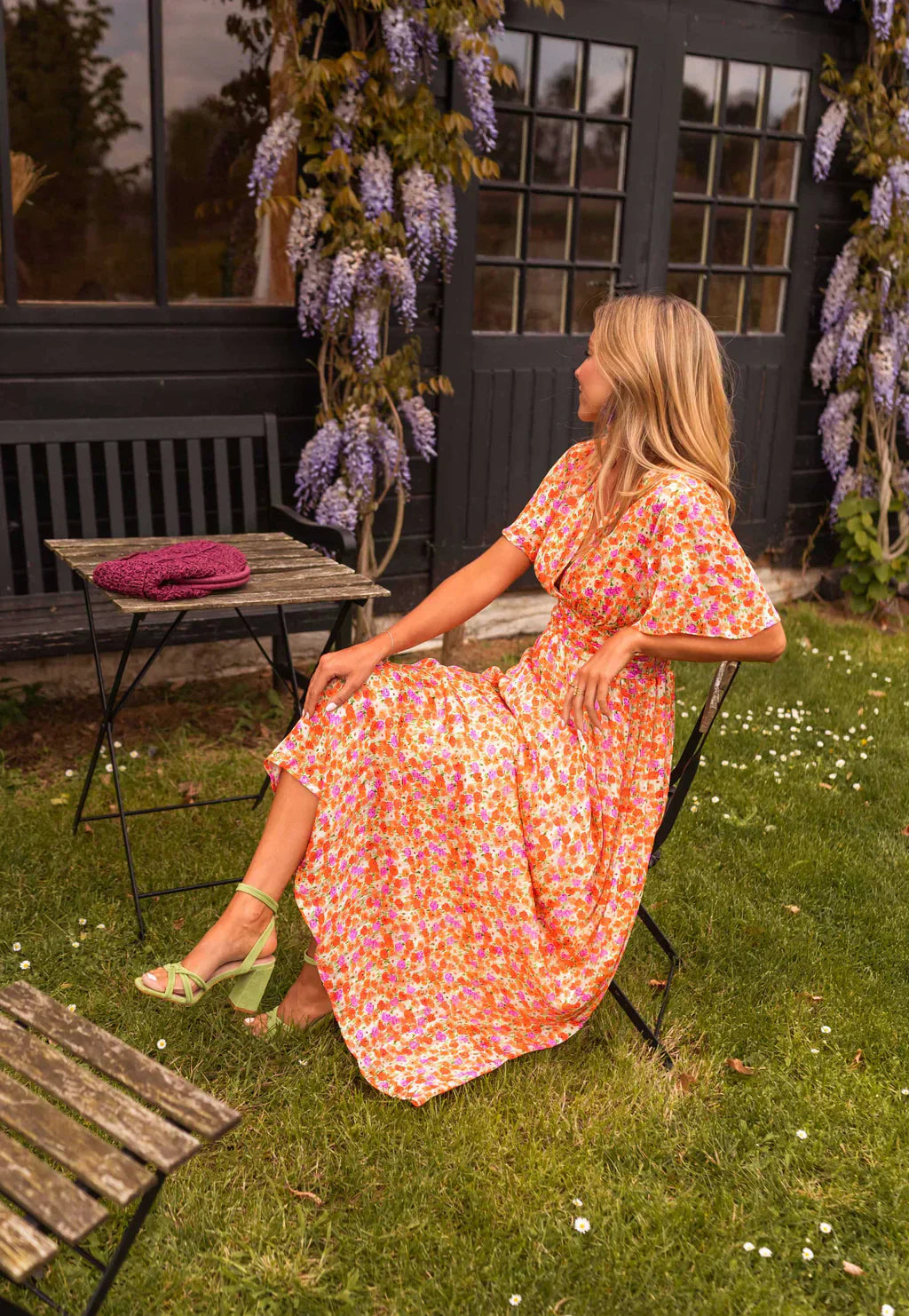 Floral Print V-Neck Maxi Dress